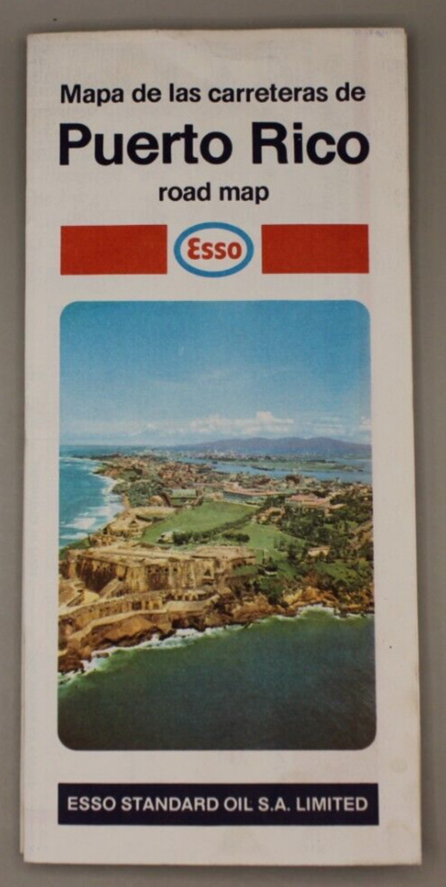 Vintage 1969 Puerto Rico Road Map Standard Oil Co ( Esso )