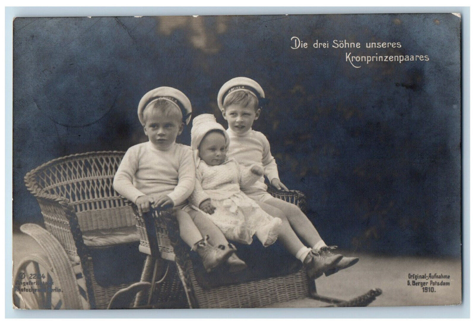 Germany Postcard The Three Sons of our Crown Prince Couple c1910 RPPC Photo