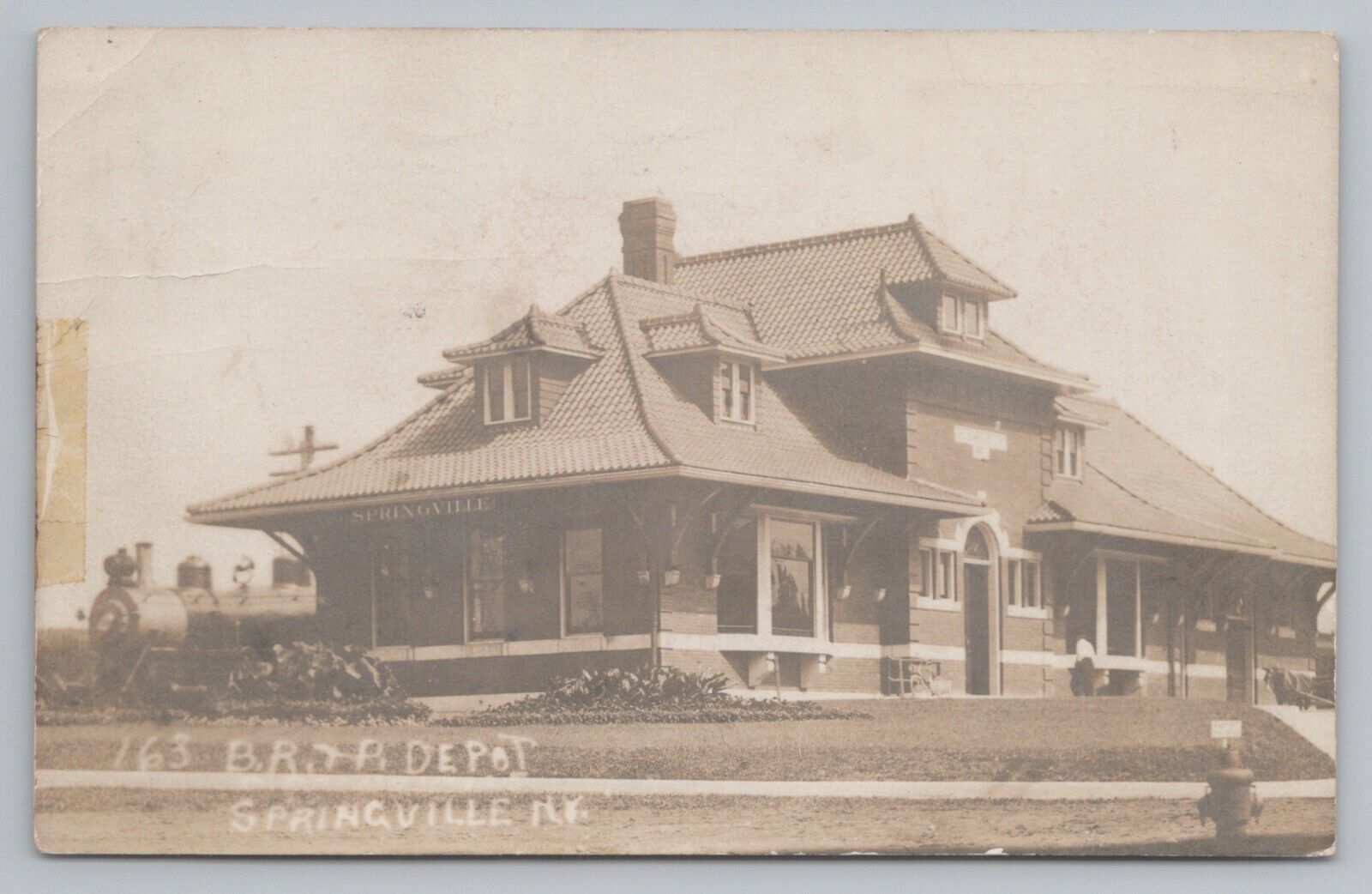 Railroad Depot Springville NY RPPC card Posted