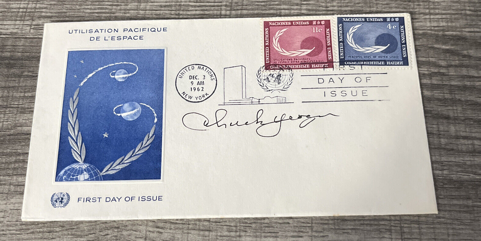 Chuck Yeager SIGNED AUTOGRAPHED Rare 1962 First Day Cover BECKETT COA