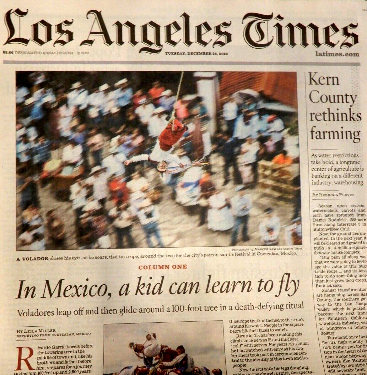 LOS ANGELES TIMES December 26, 2023 CALIFORNIA KETAMINE KILLED MATTHEW PERRY