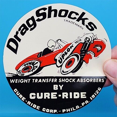 Drag Shocks Vintage Style DECAL, Vinyl STICKER, rat rod, racing, hot rod