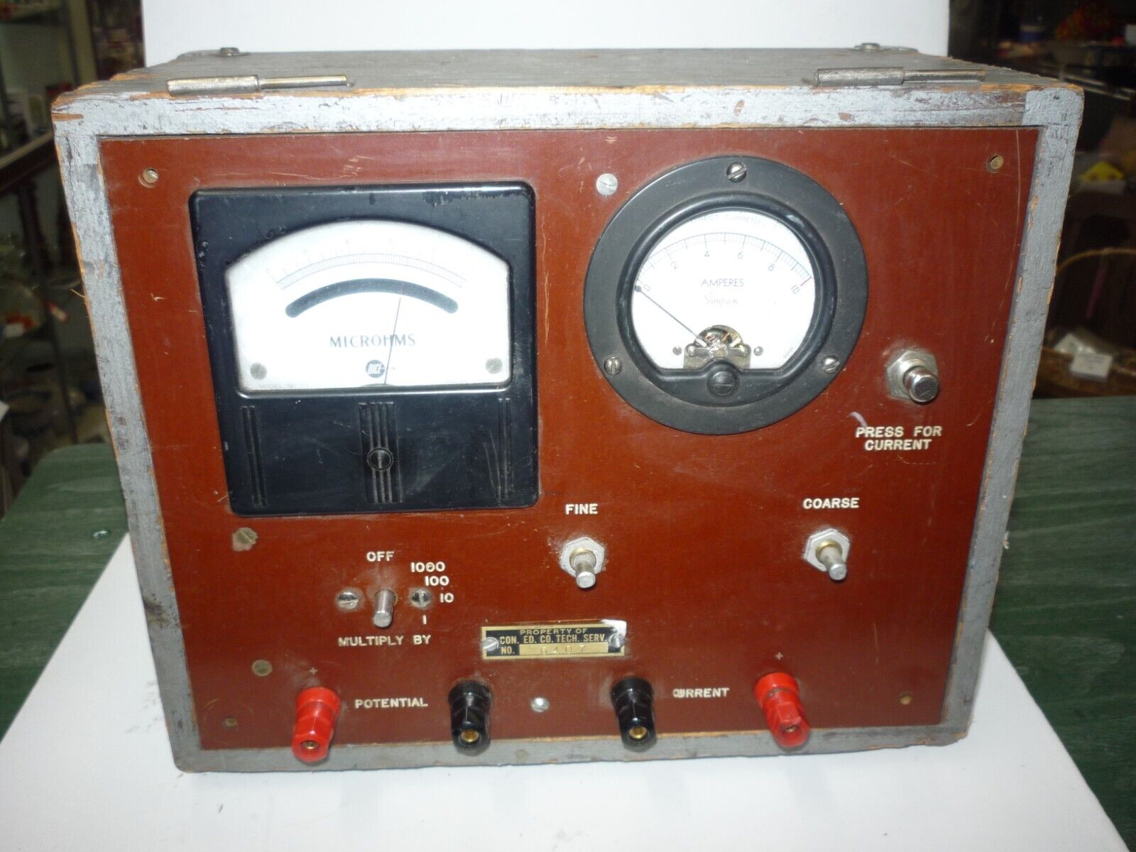 VINTAGE TEST BOX FROM HAM ESTATE - SIMPSON AMPERES METER AND MICROHMS