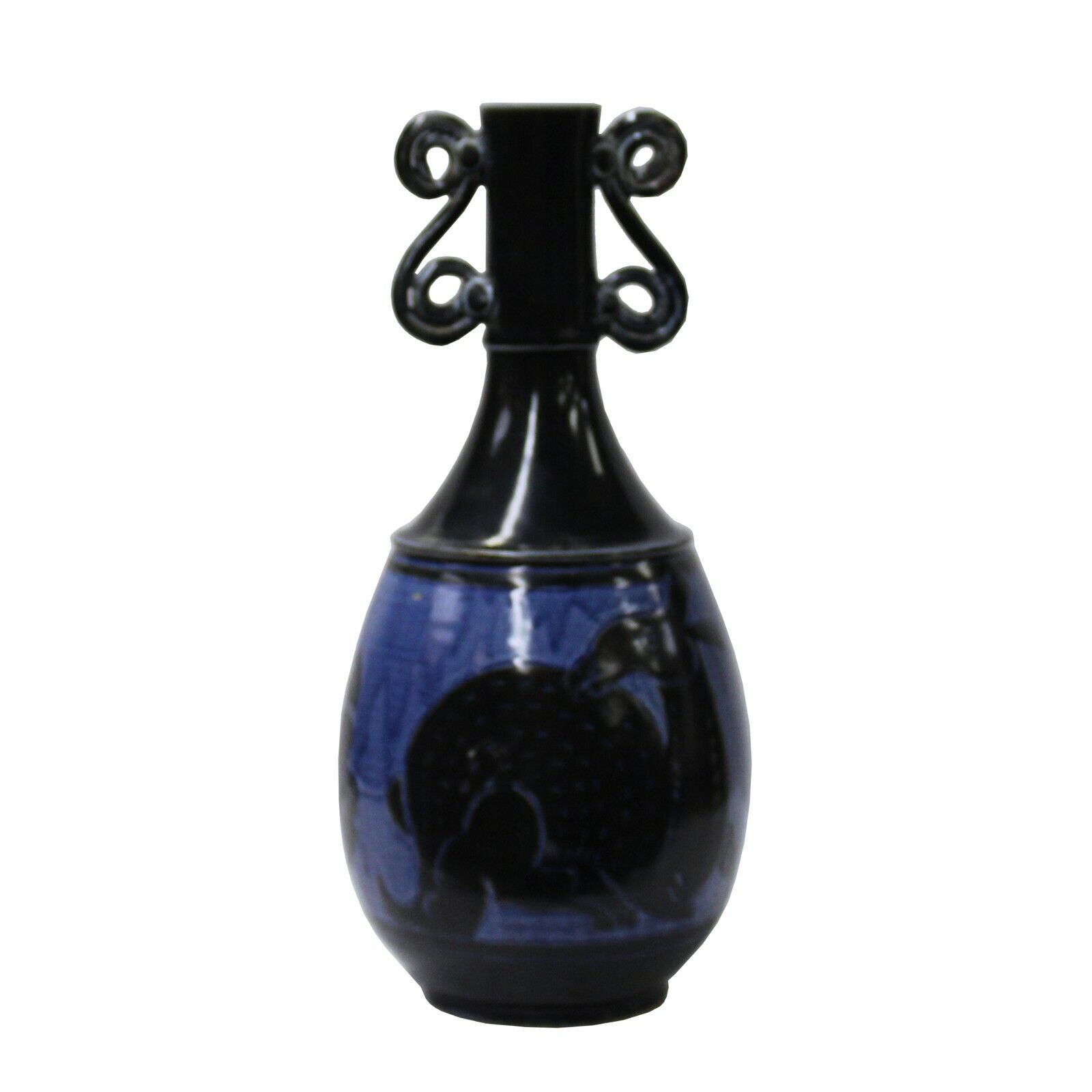 Chinese Ware Black Blue Glaze Ceramic Jar Vase Display Art cs5653
