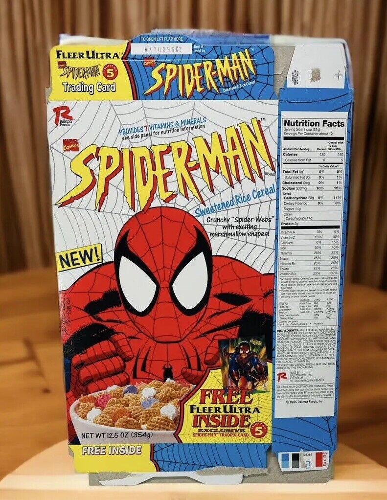 1995 Ralston Spiderman Marvel Comics Cereal Box Empty No Card