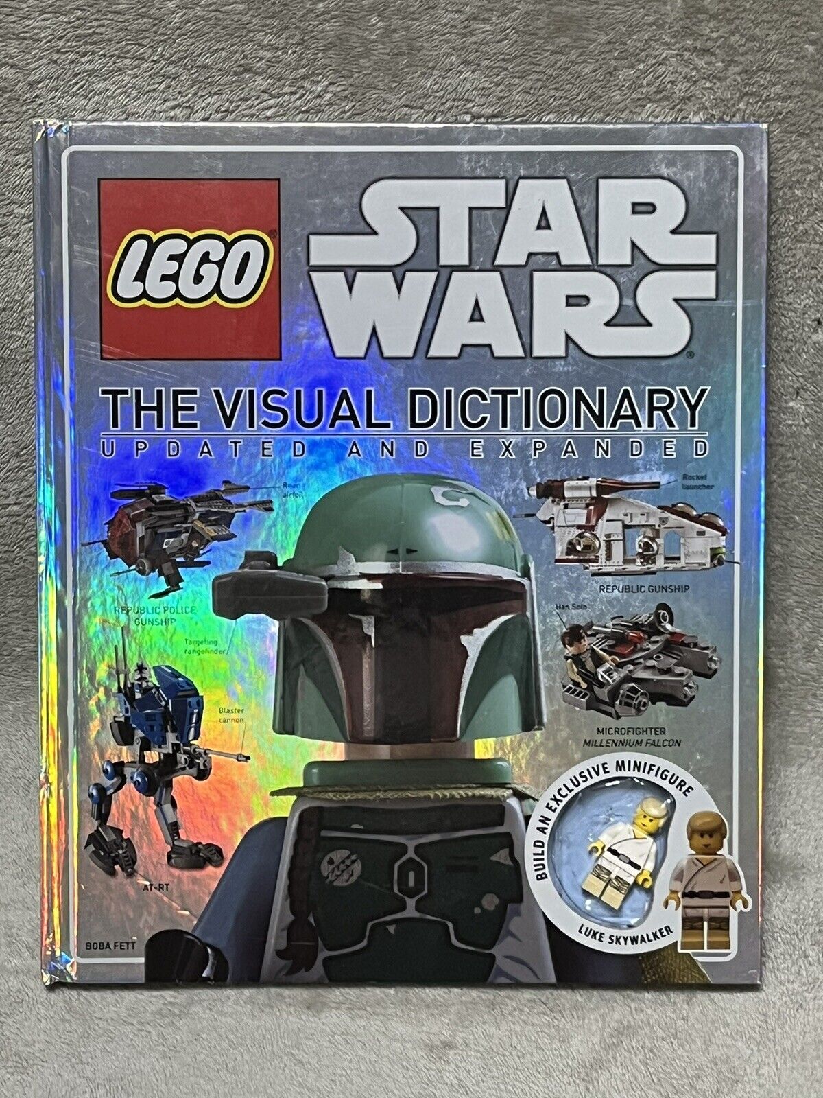 2014 Lego Star Wars Visual Dictionary Hardcover w/ Luke Skywalker Figure