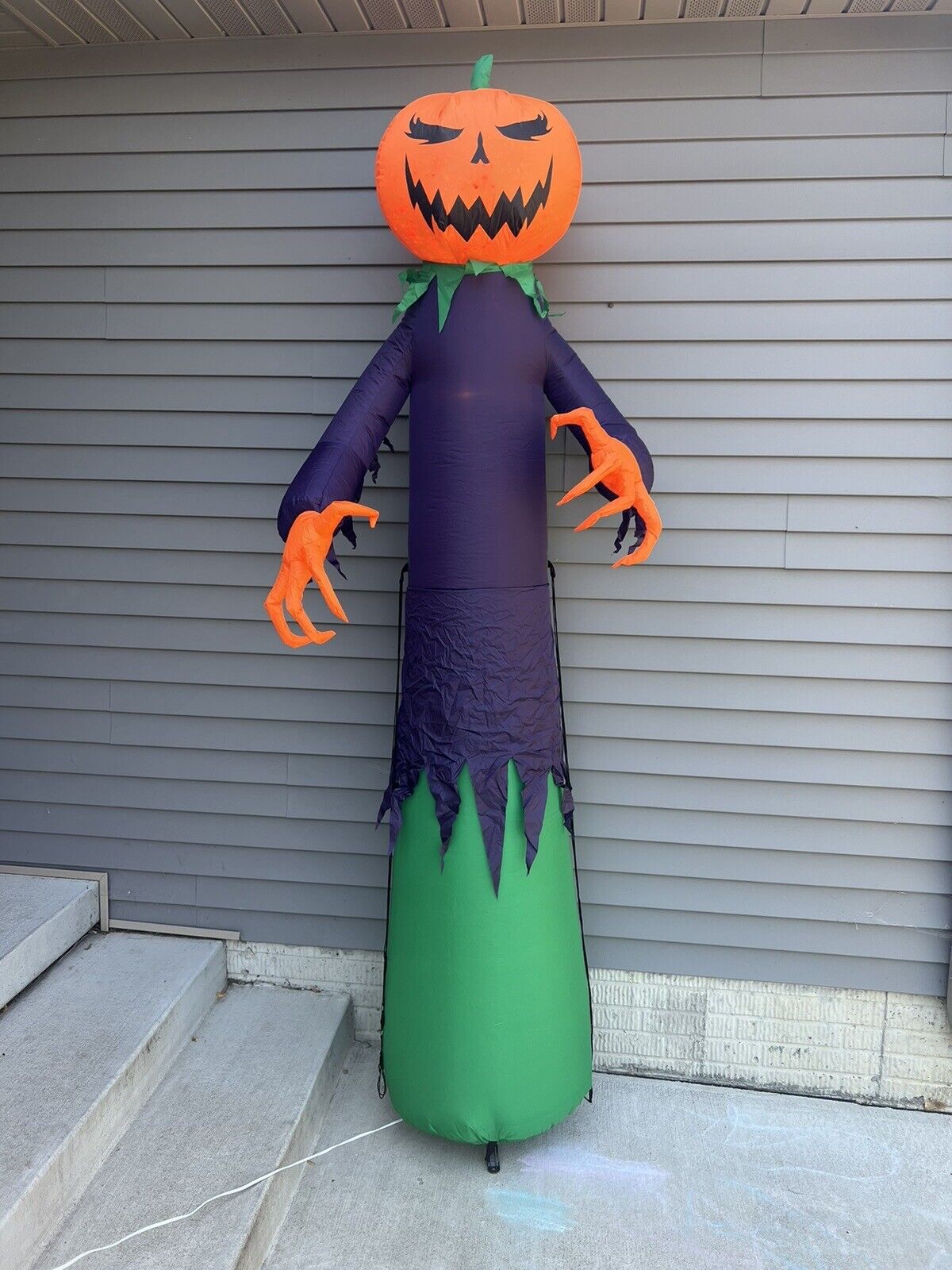 Gemmy 9' Tall Lighted Pumpkin Reaper 2017 Inflatable LED Tested Halloween