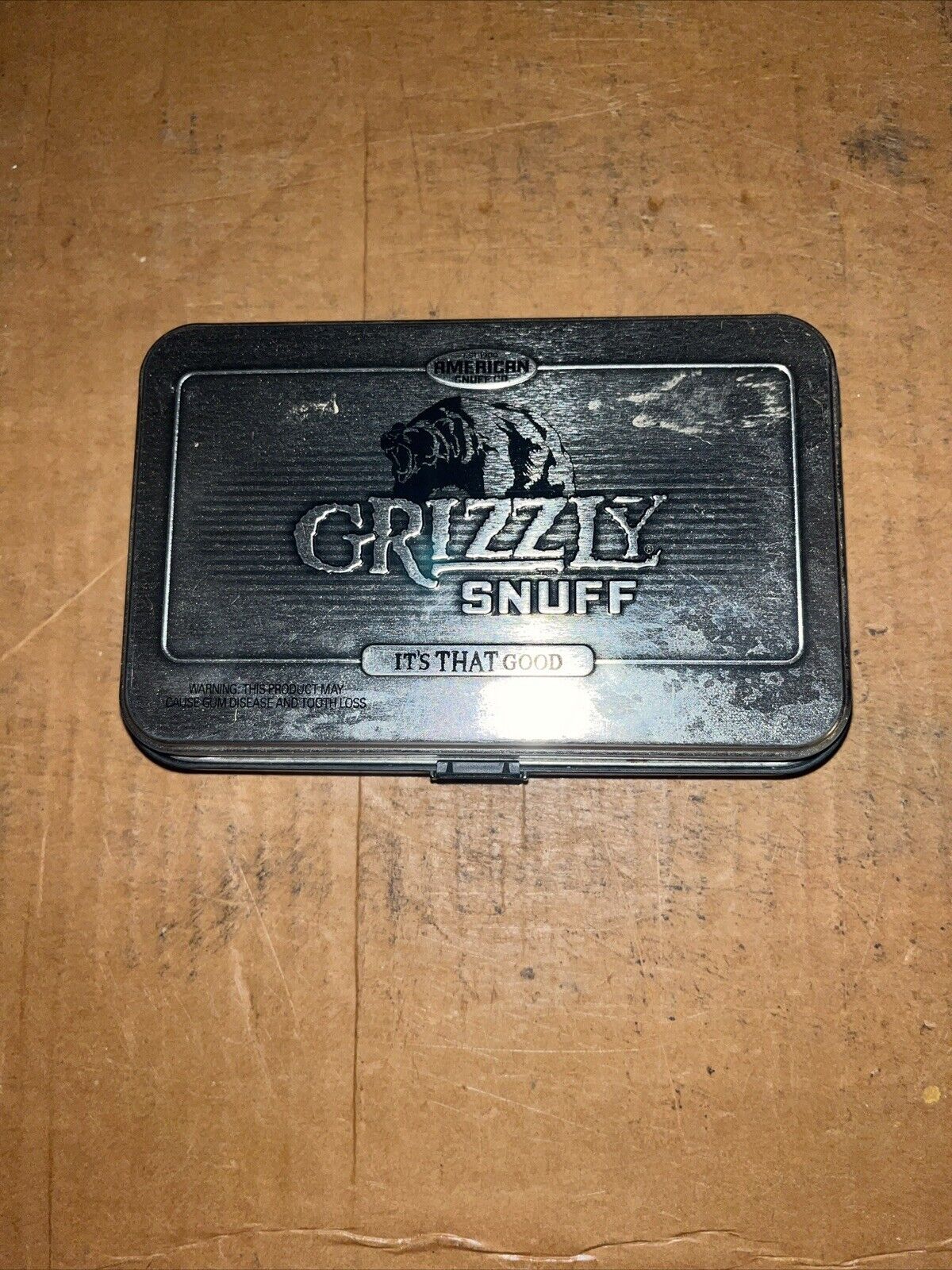 Grizzly Snuff  Collectible Tin Empty American Snuff Co Size (6 X 3 3/4 X 1 1/8)