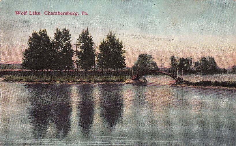 Postcard Wolf Lake Chambersburg PA 1909