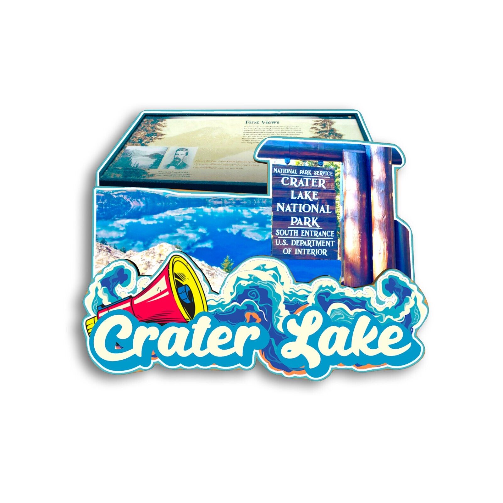 Crater Lake National Park USA Refrigerator magnet 3D travel souvenirs wood craft
