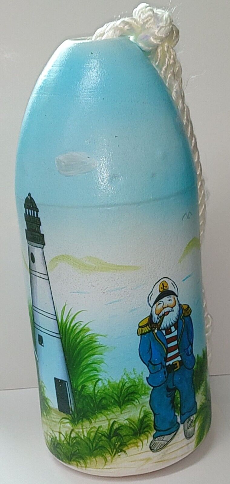 Lighthouse Old Man of Sea Hand Painted Buoy Beach House Tiki Bar Décor