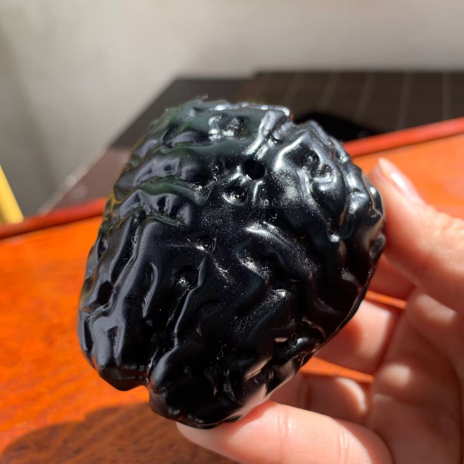 288g Obsidian Stone Brain Carving Quartz Crystal Collection Healing