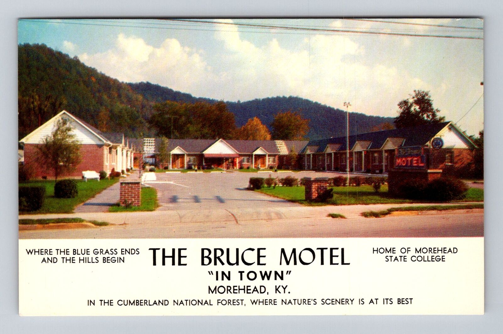 Morehead KY-Kentucky, The Bruce Motel Advertising, Vintage Souvenir Postcard