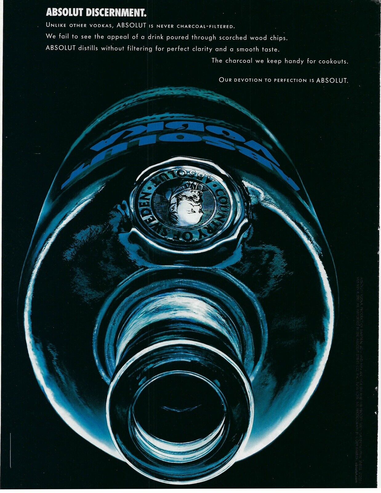 2004 Absolut Discernment Vodka Alcohol Never Charcoal-Filtered Print Ad/Poster