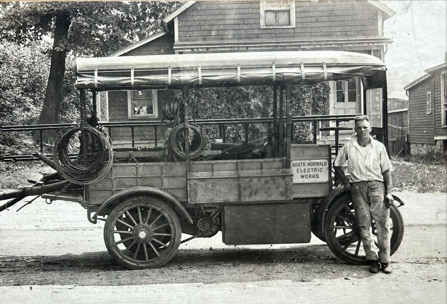 Antique Electric Truck Automobile South Norwalk Connecticut Photograph 1900s