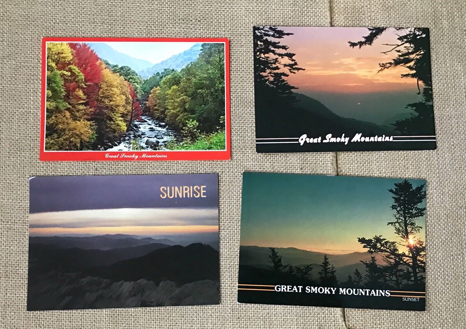 Ephemera Vintage Great Smoky Mountains Postcard Lot Sunrise Sunset River Trees