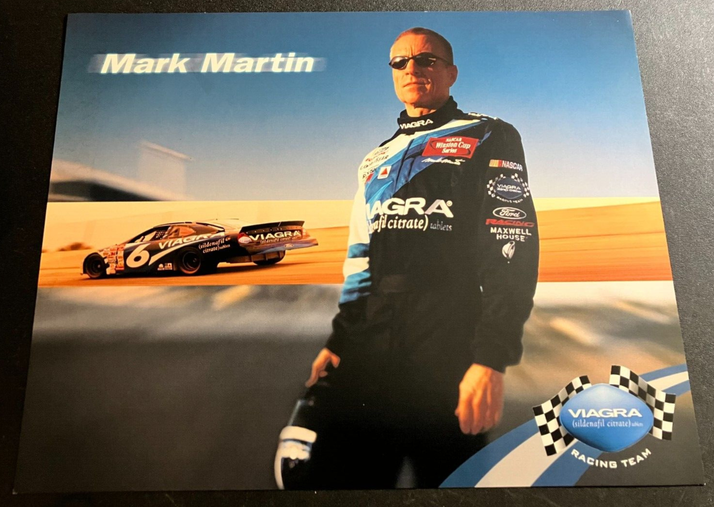 2002 Mark Martin #6 Viagra Ford Taurus - NASCAR Winston Cup Hero Card Handout