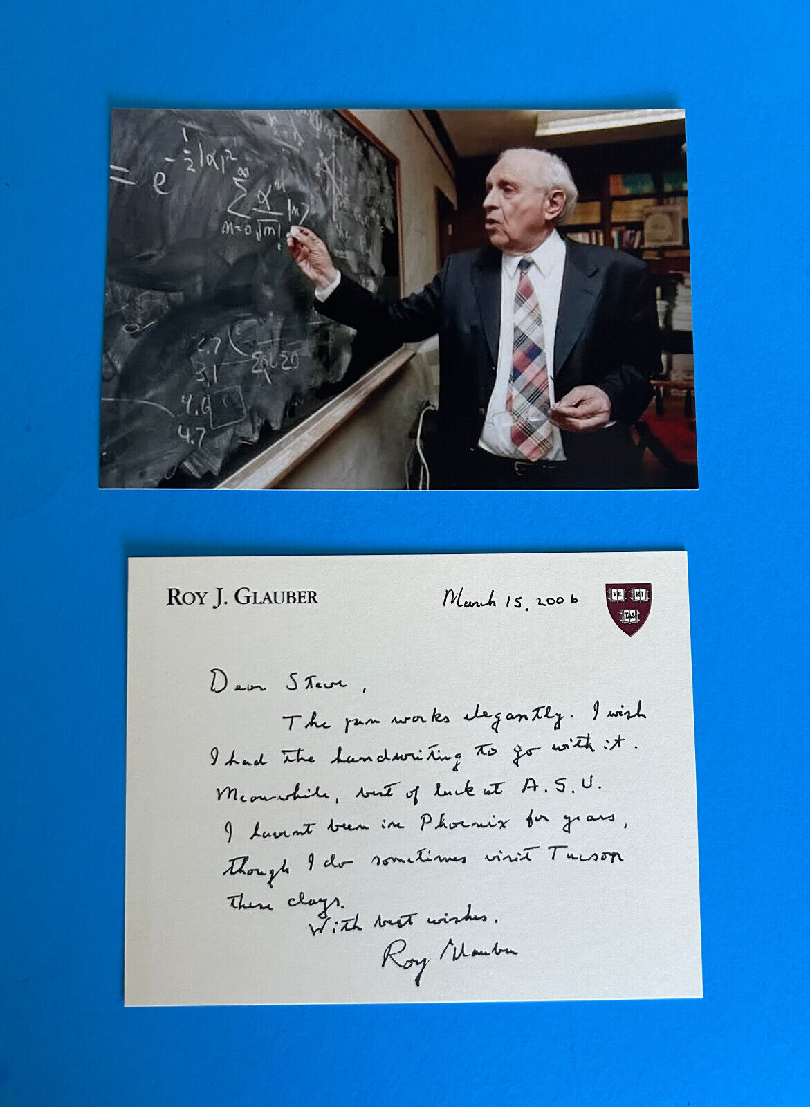 Roy Glauber (Nobel Prize Physics 2005) Autograph Note Signed Harvard University