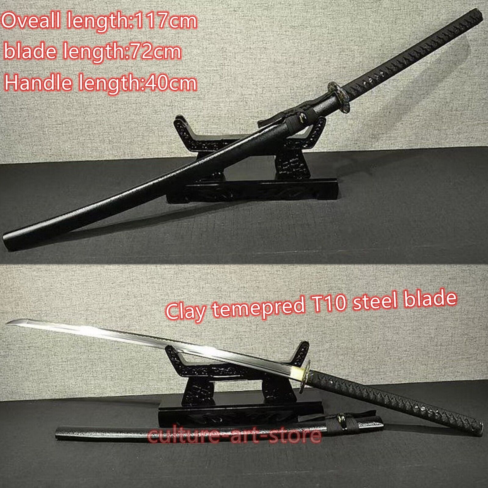 46“ Handmade T10 Steel Clay Tempered Japanese Samurai long Katana Sharp