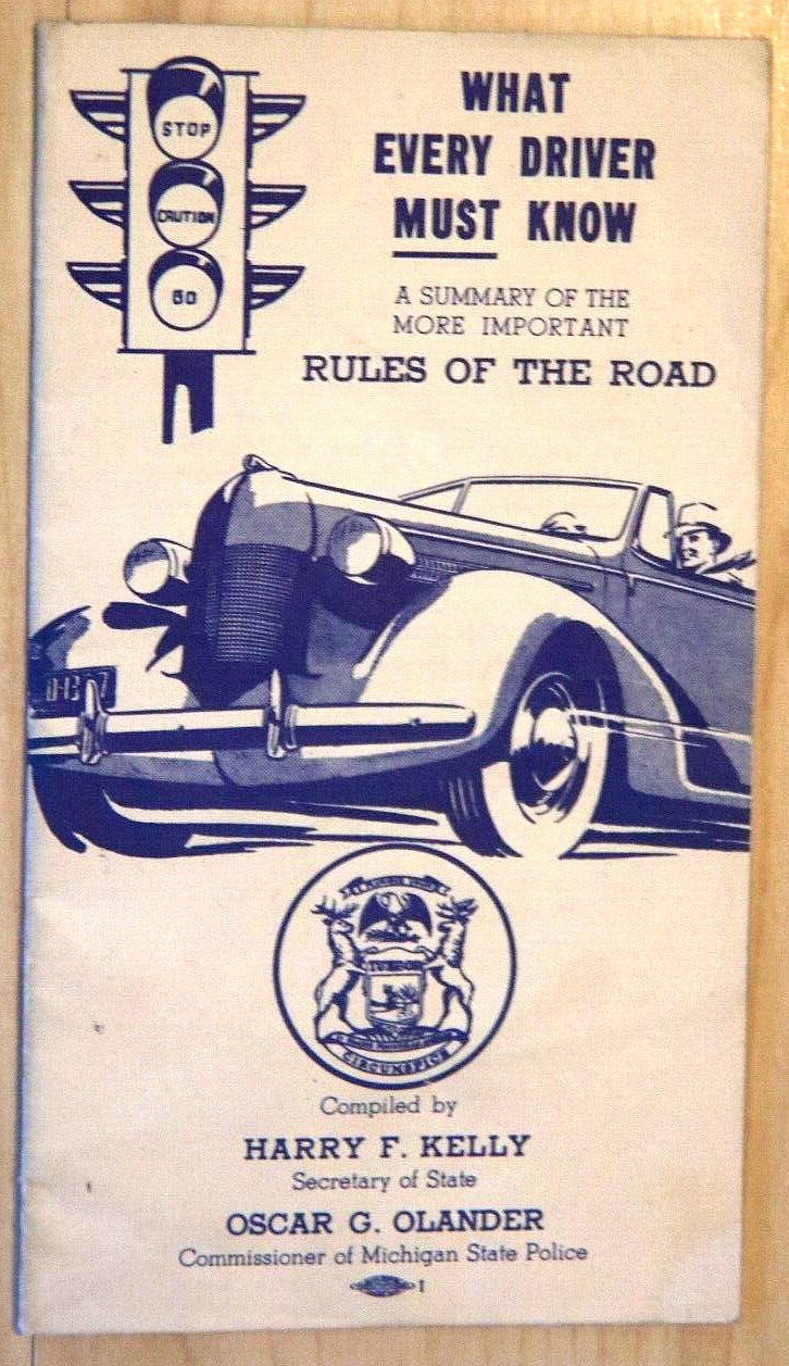1939 michigan rules of the road booklet 23 pages