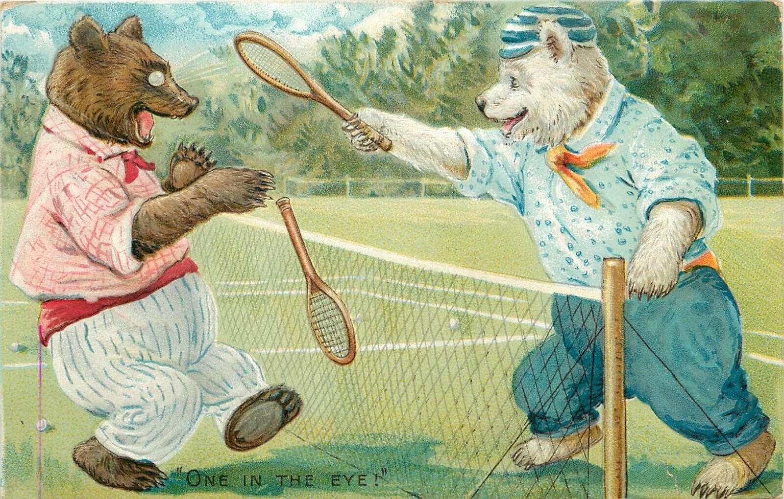 Postcard 1907 Tuck Little Bears Dressed animals Tennis comic Humor TP24-2037