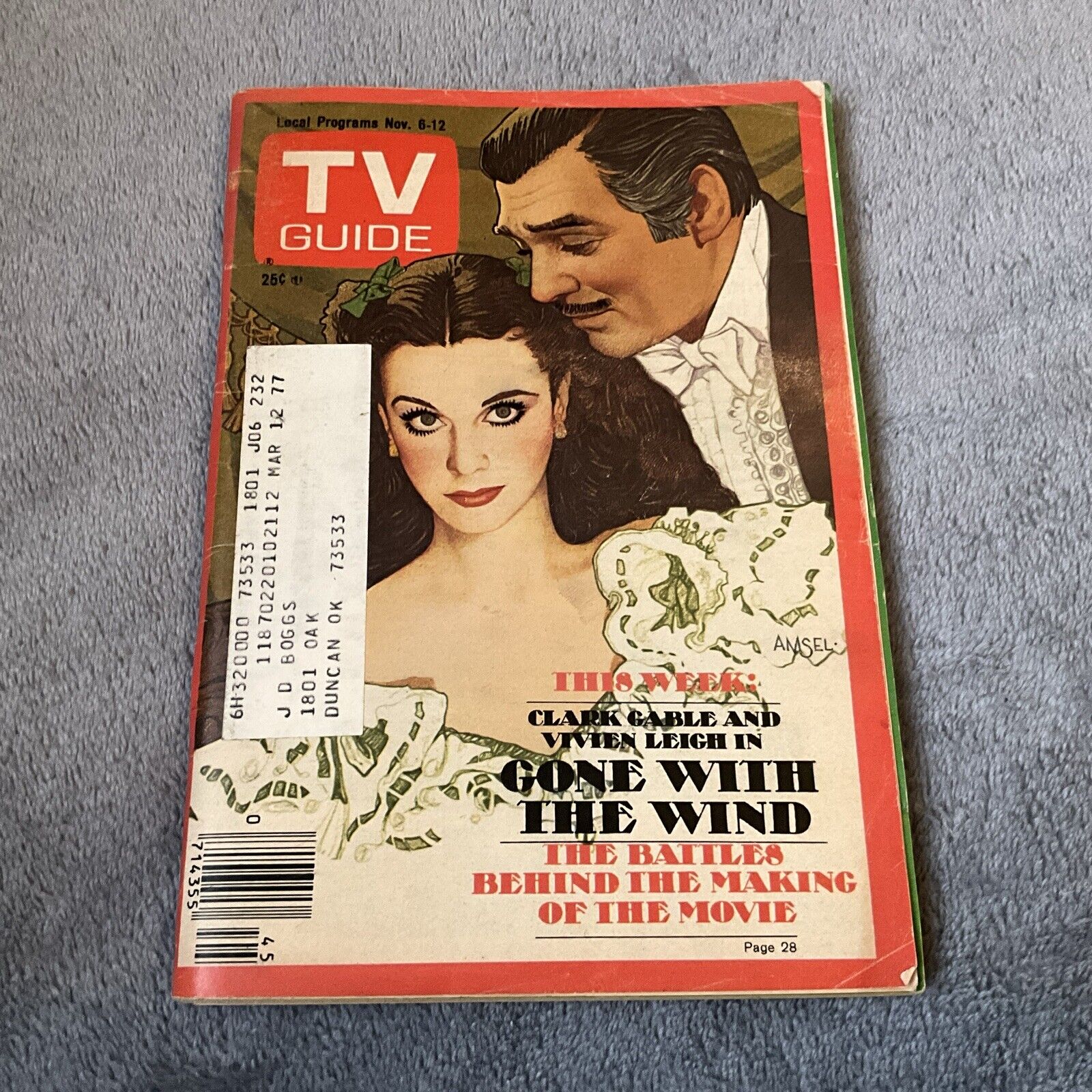 Nov-1976 TV Guide(CLARK GABLE/GONE WITH THE WIND/RICHARD  ANDERSON/ROBERT HARPER