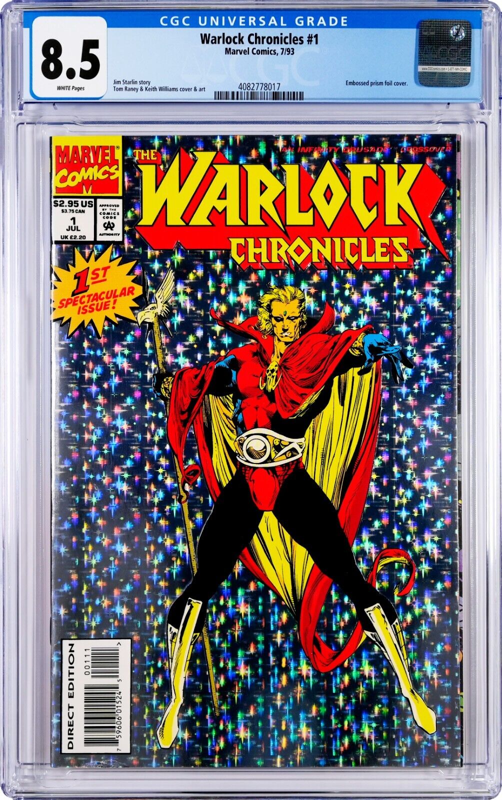 Warlock Chronicles #1 CGC 8.5 (Jul 1993, Marvel) Jim Starlin, Prism Foil Cover