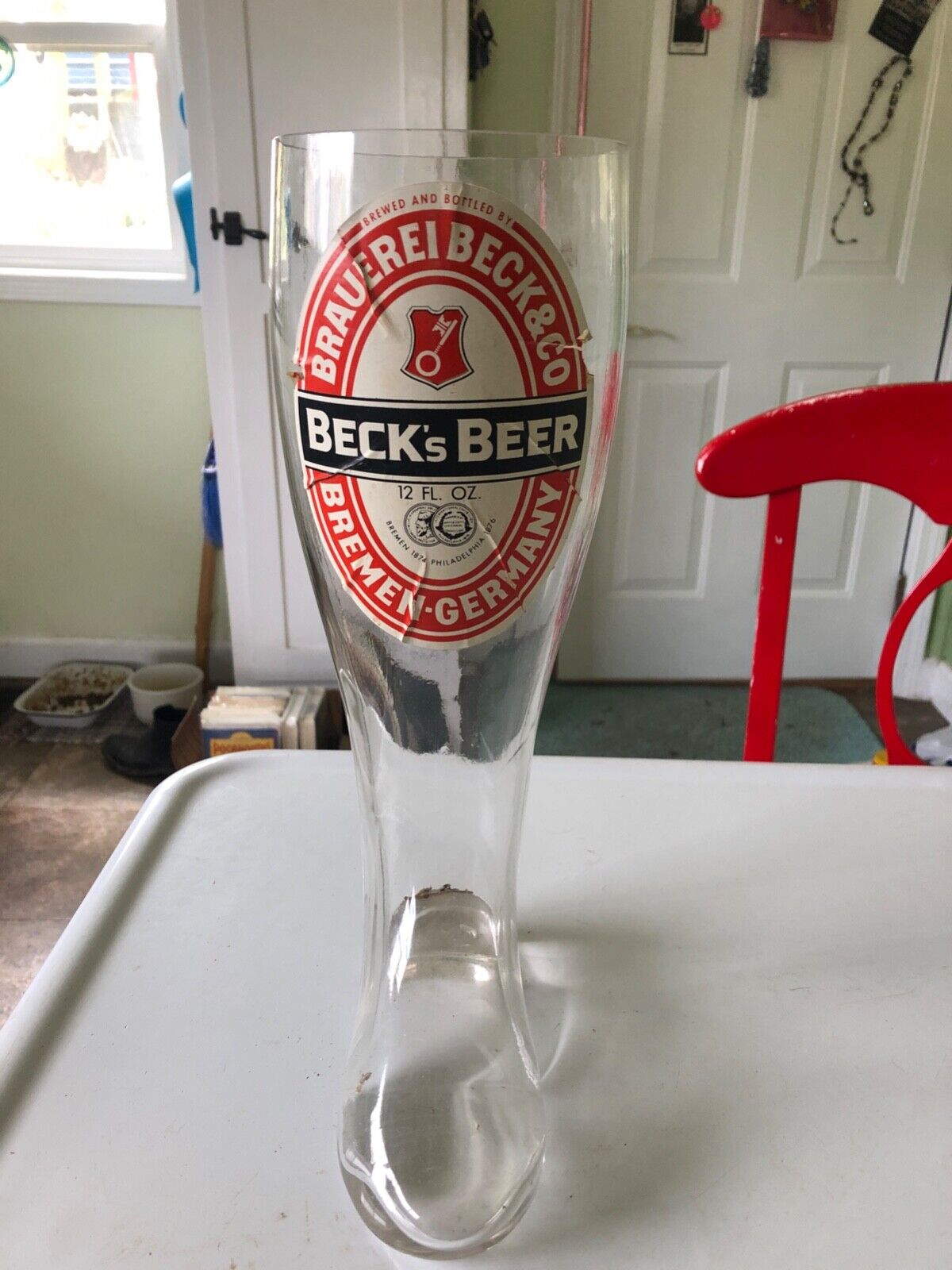 Beck\'s Beer 2 liter Glass Slipper Advertising Pc- 13 1/4\