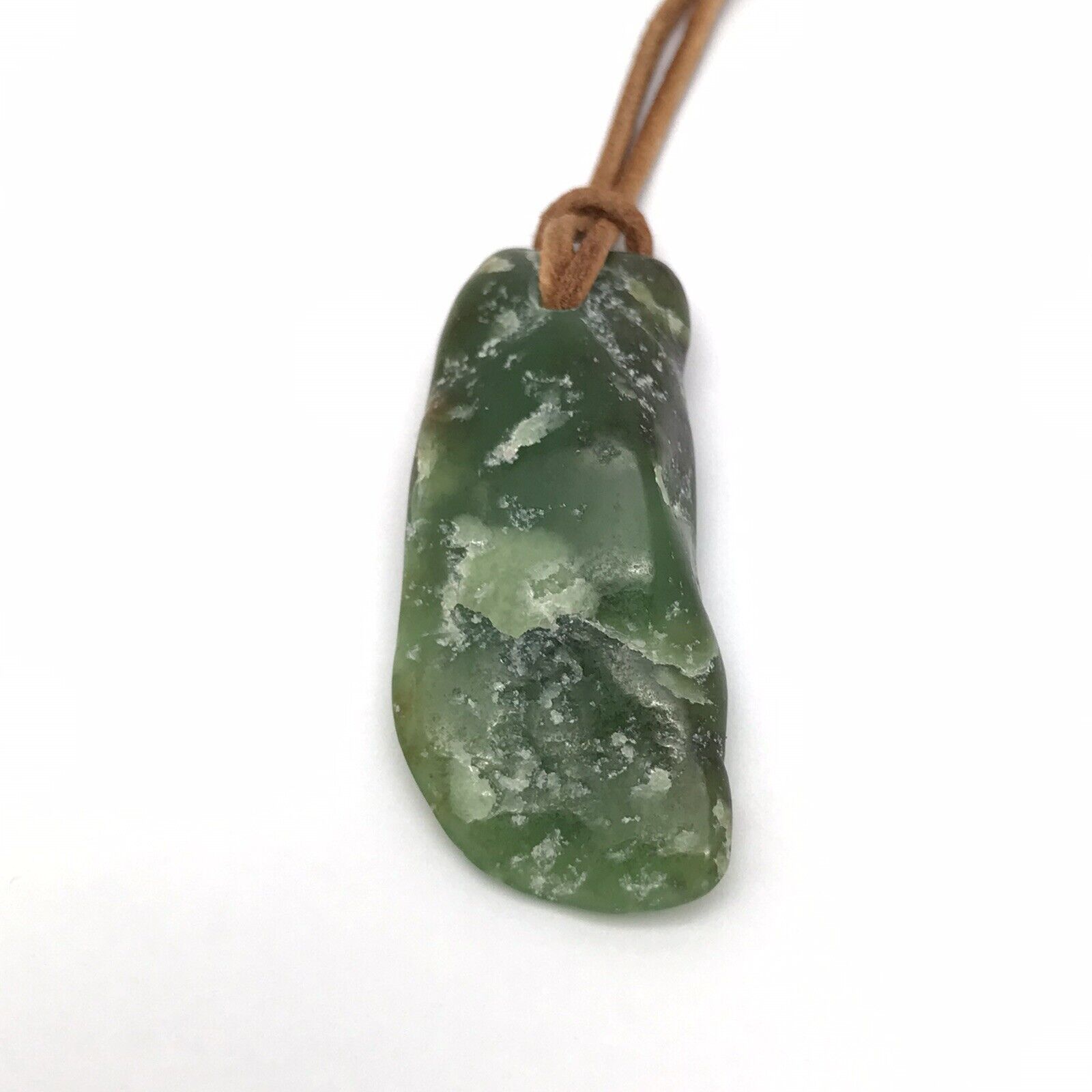 Wyoming Jade Pebble Pendant Apple Green Nephrite Jade Desert Slick Necklace WY