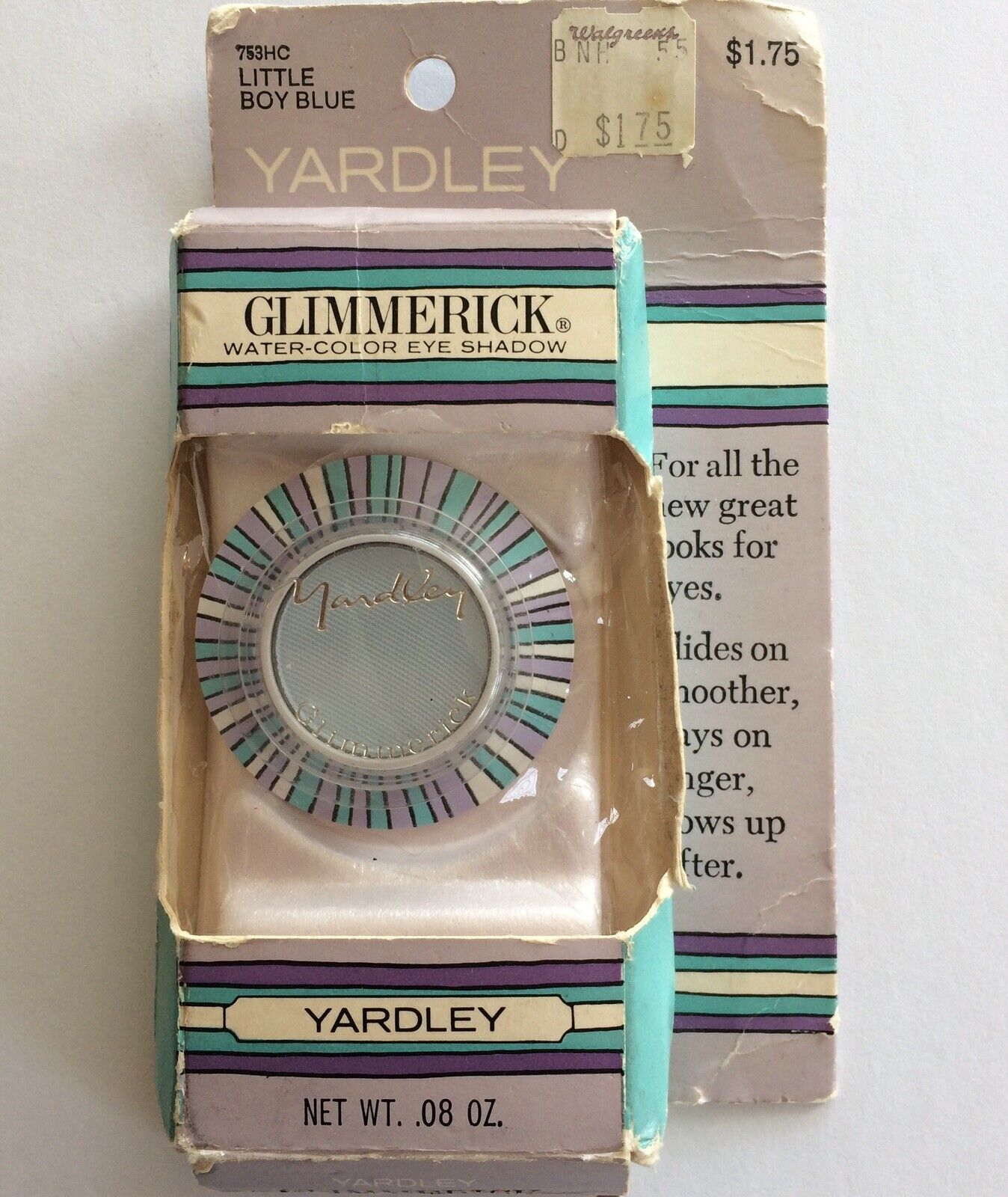 Vintage Yardley Glimmerick Eye Shadow in Little Boy Blue 1970 60s Mod Style New