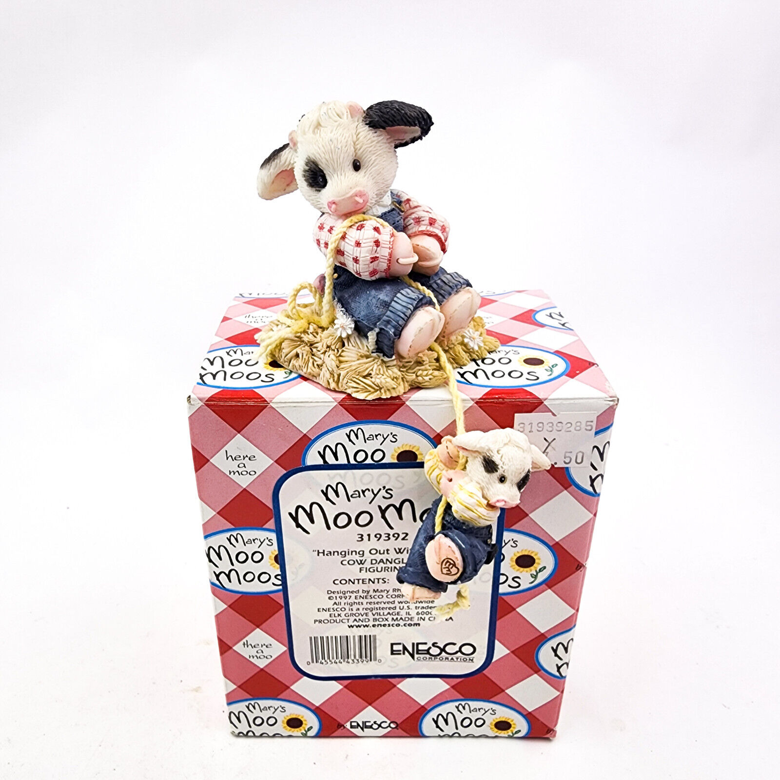 Vintage Enesco Marys Moo Moos Hanging Out with Moo Figurine 1997 with Box