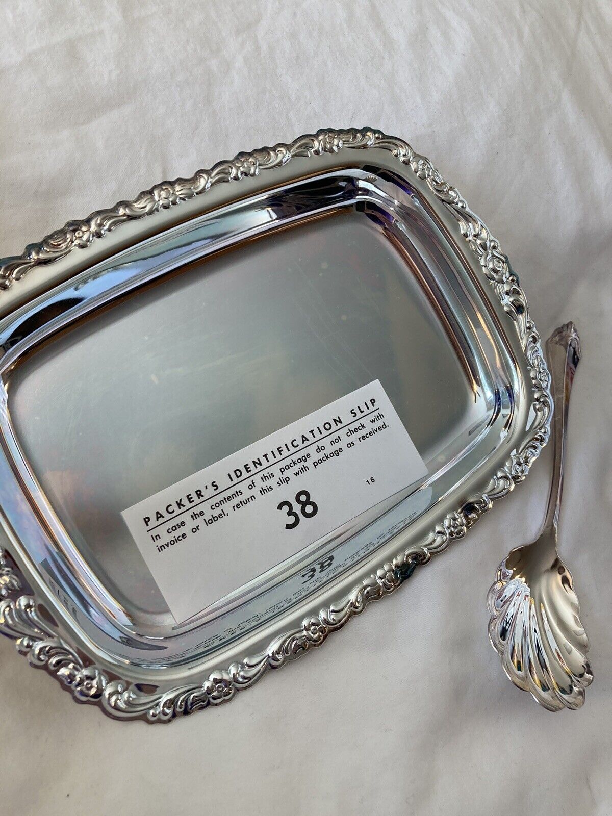 Oneida Silver Serving Dish & Spoon 8 Inch Cranberry Original Box Never Used