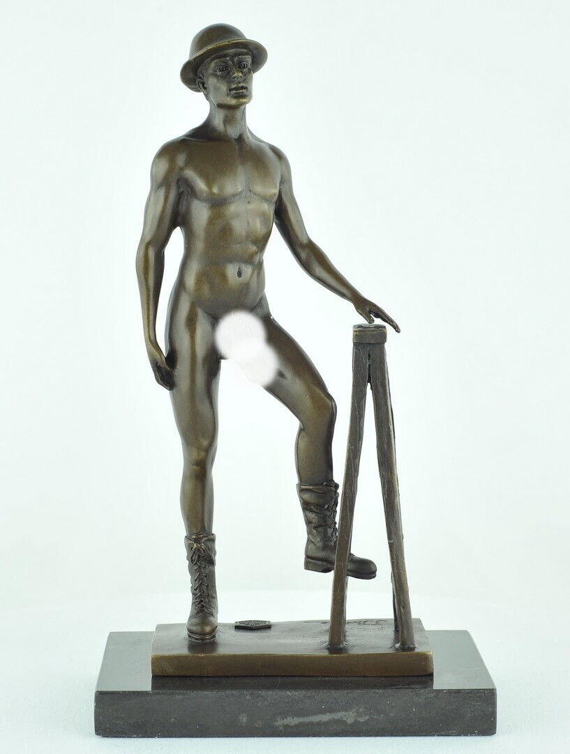 Sexy Art Deco Style Art Nouveau Solid Bronze Athlete Sculpture Statue