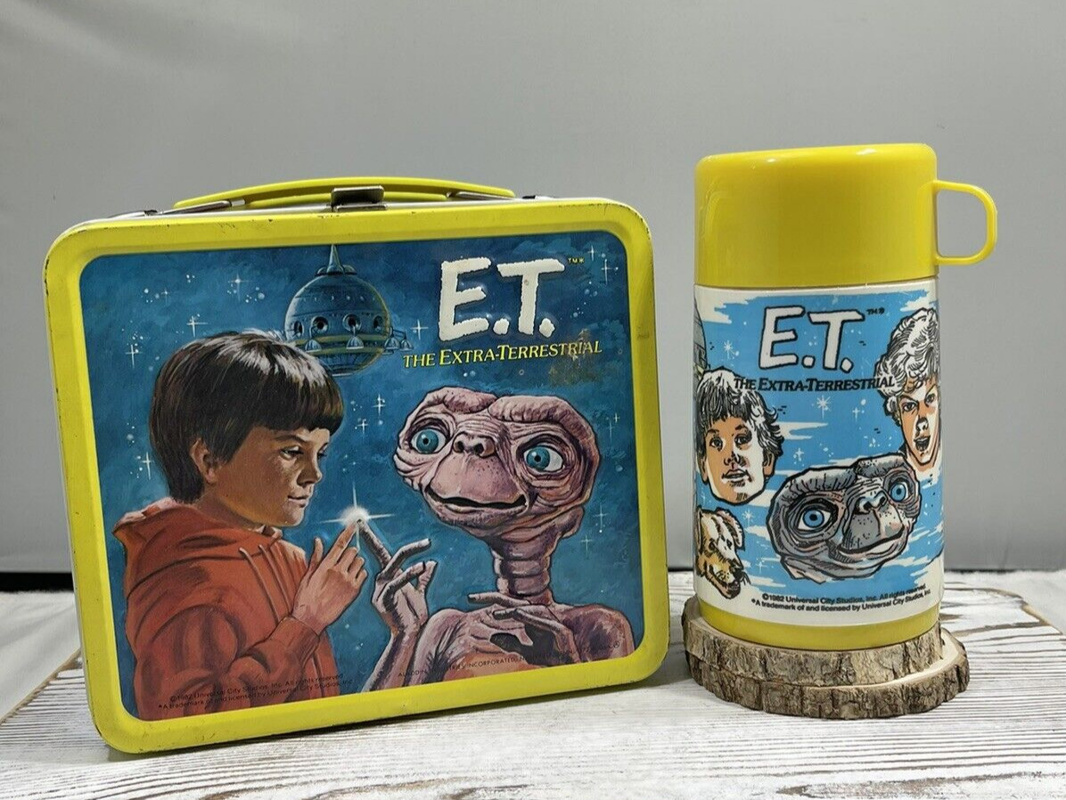 Vintage 1982 E.T. The Extra Terrestrial Metal Lunchbox w/Thermostat: Very Clean