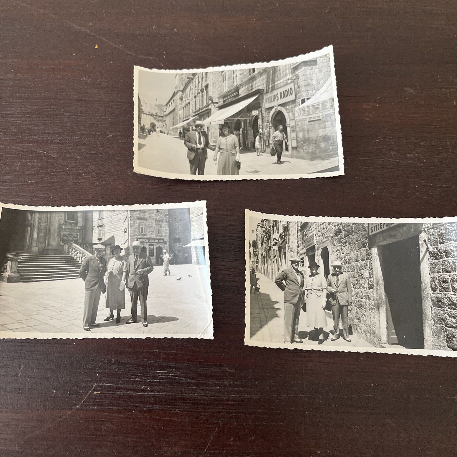 Vtg 1937 Vacation Photos Of Ragusa, Yugoslavia, Drugstore, Street Scenes, 3 Pics