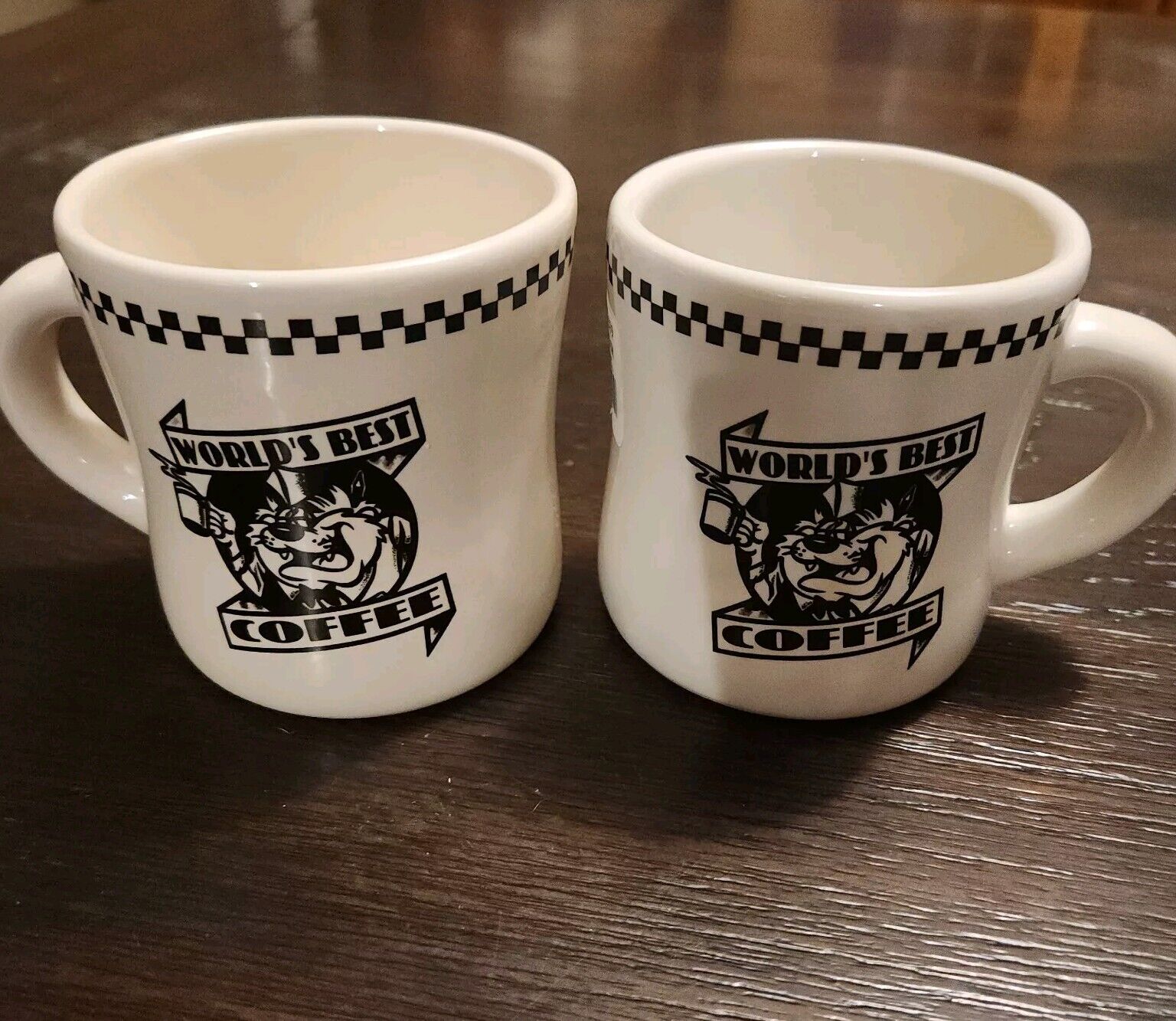 Two Vintage 1993 Tasmanian Devil Taz Worlds Best Coffee Diner Mug Acme New