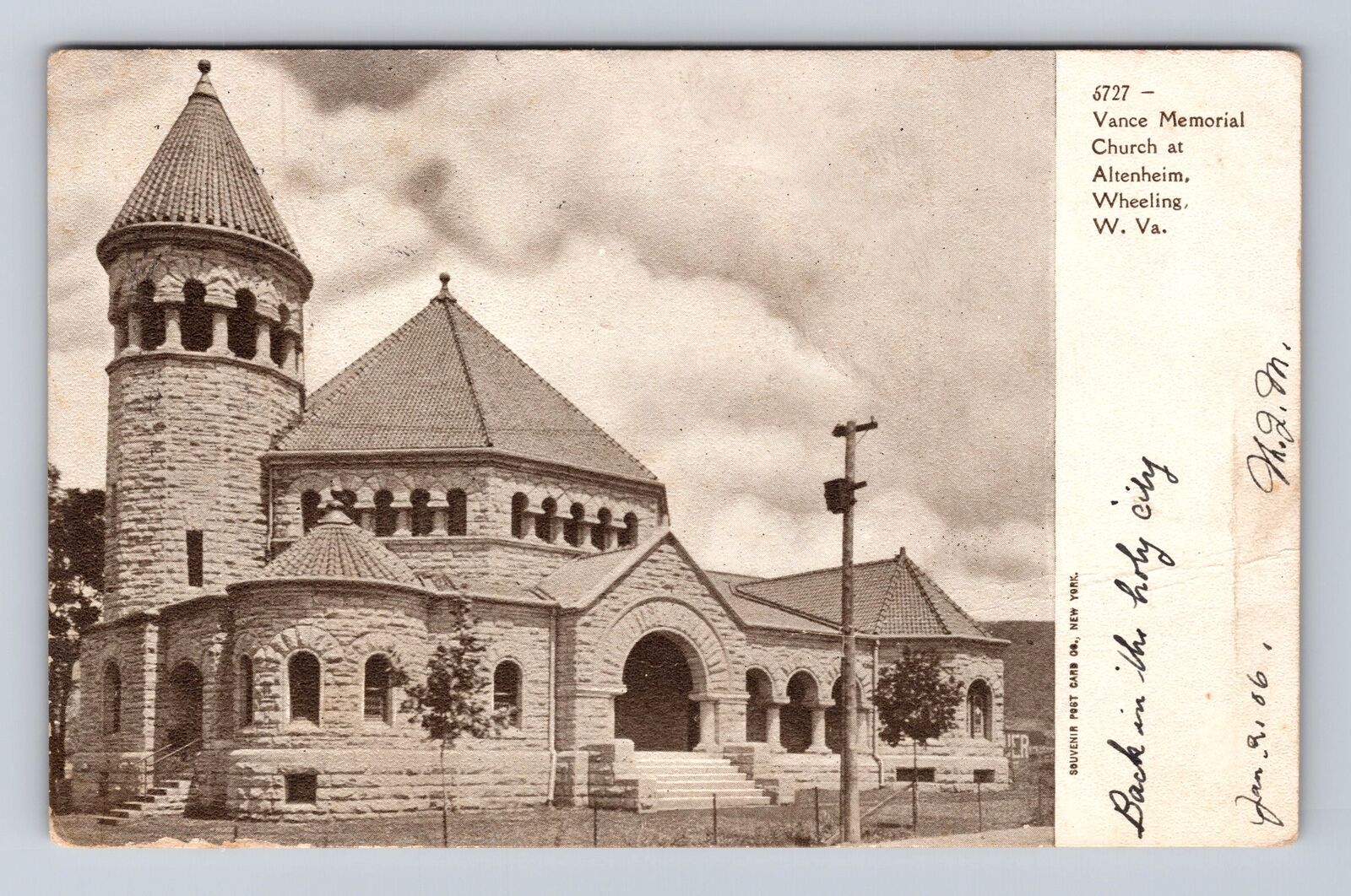 Wheeling WV-West Virginia, Vance Memorial Church, Vintage c1906 Postcard