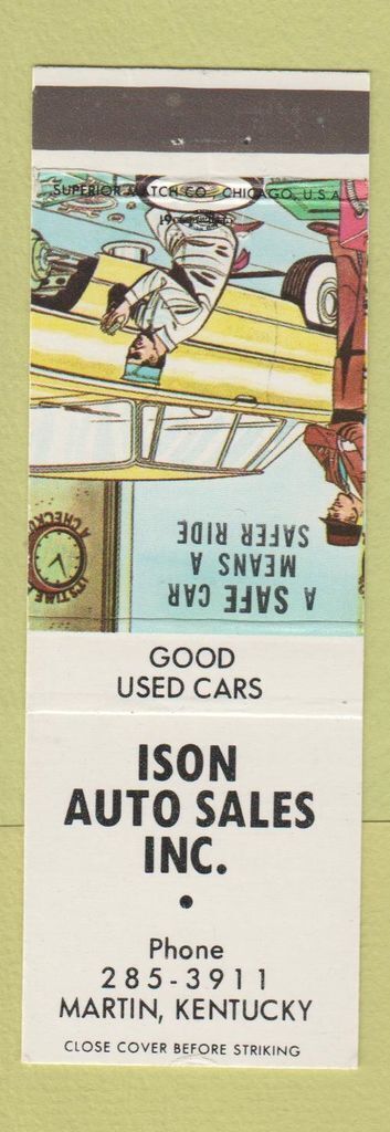 Matchbook Cover - Ison Auto Sales Used Cars Martin KY