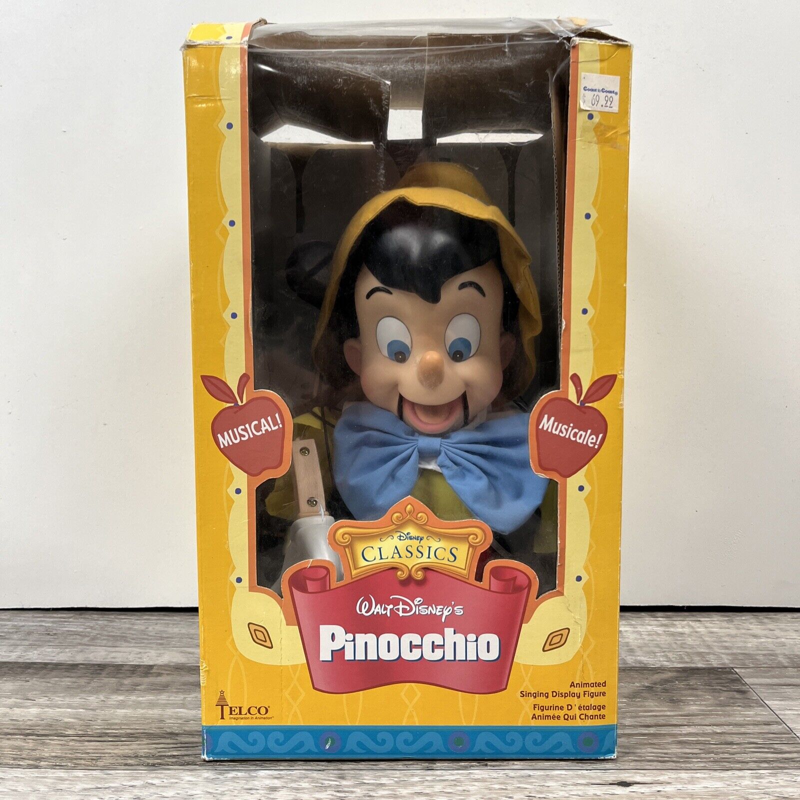 TELCO Pinocchio Disney Classics Motion-ettes Christmas Musical TESTED WORKING