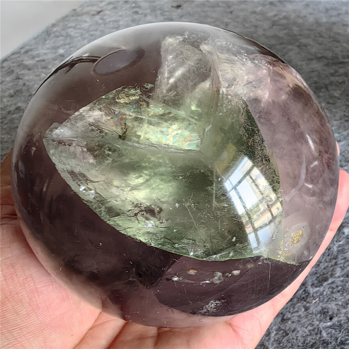 3.27lb Rare Natural Fluorite Quartz Sphere Crystal Ball Specimen Healing F333