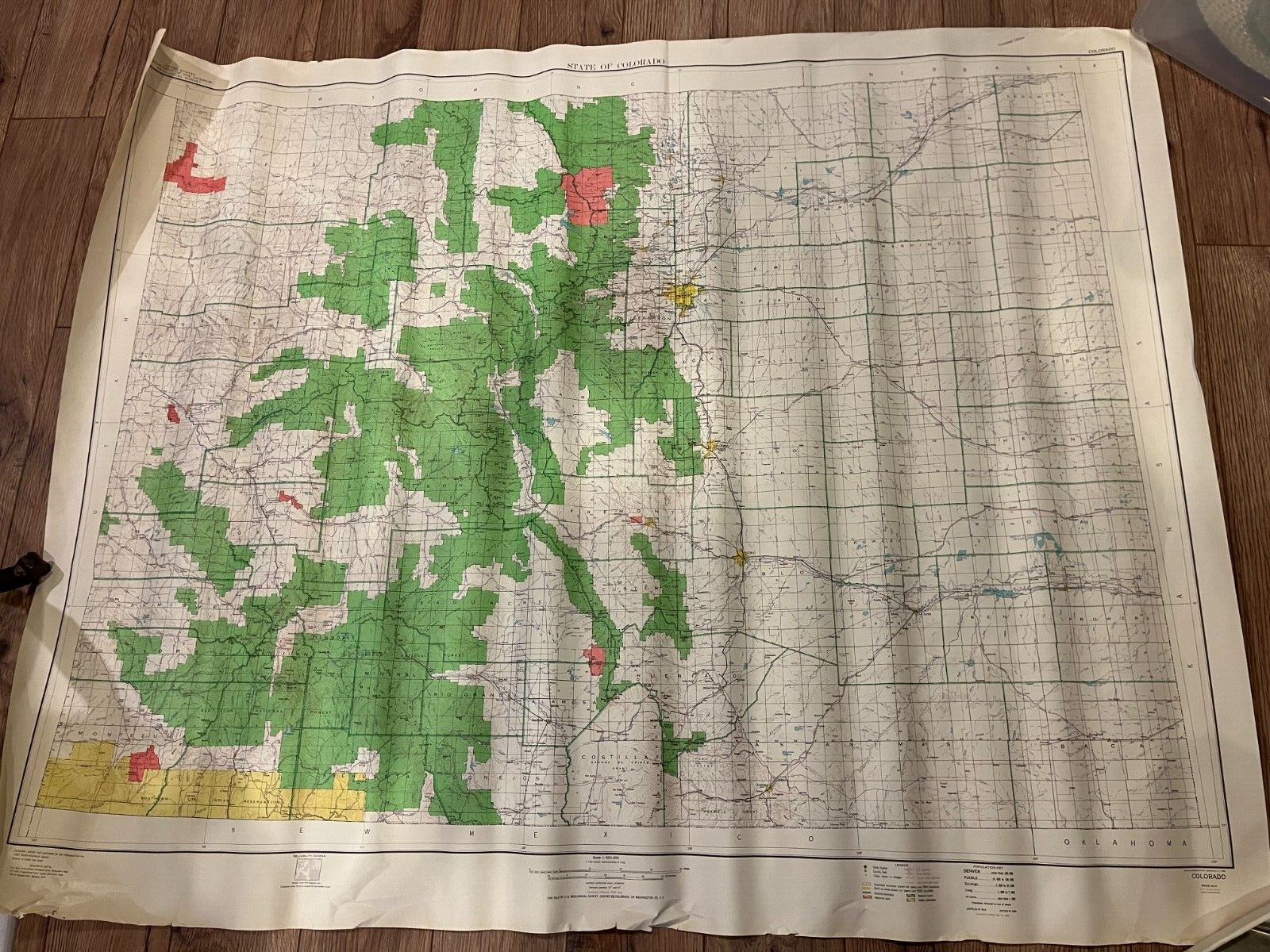 US Dept of the Interior Geological Survey Map of Colorado 1956 Provisional 53x42