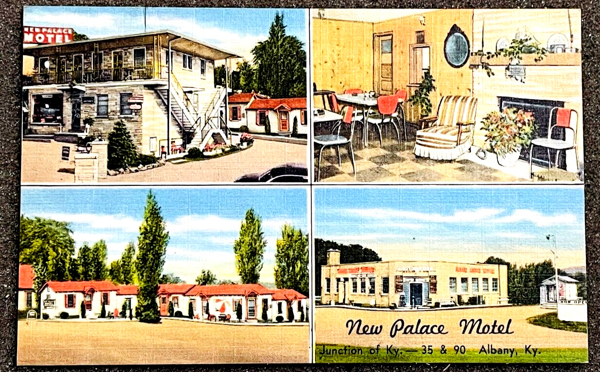 ALBANY KENTUCKY New Palace Motel Vintage Unused Linen Collectible Postcard KY