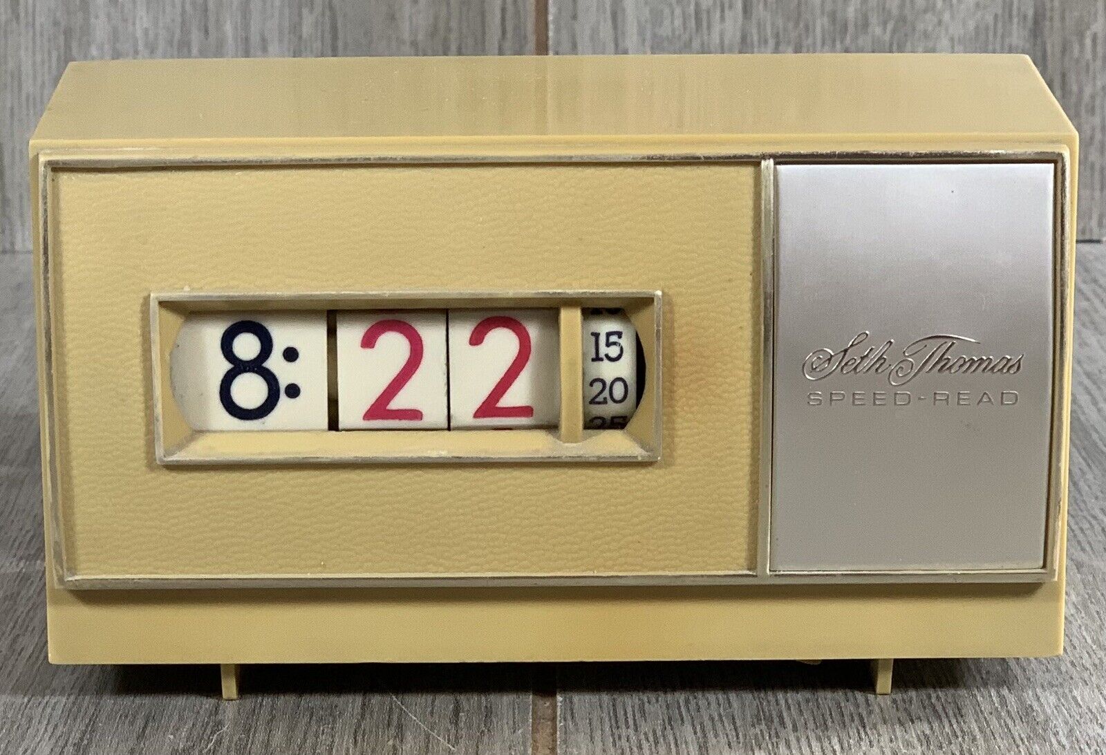 Vintage Seth Thomas Speed Read Clock Beige E039-000 Rolling Display Tested