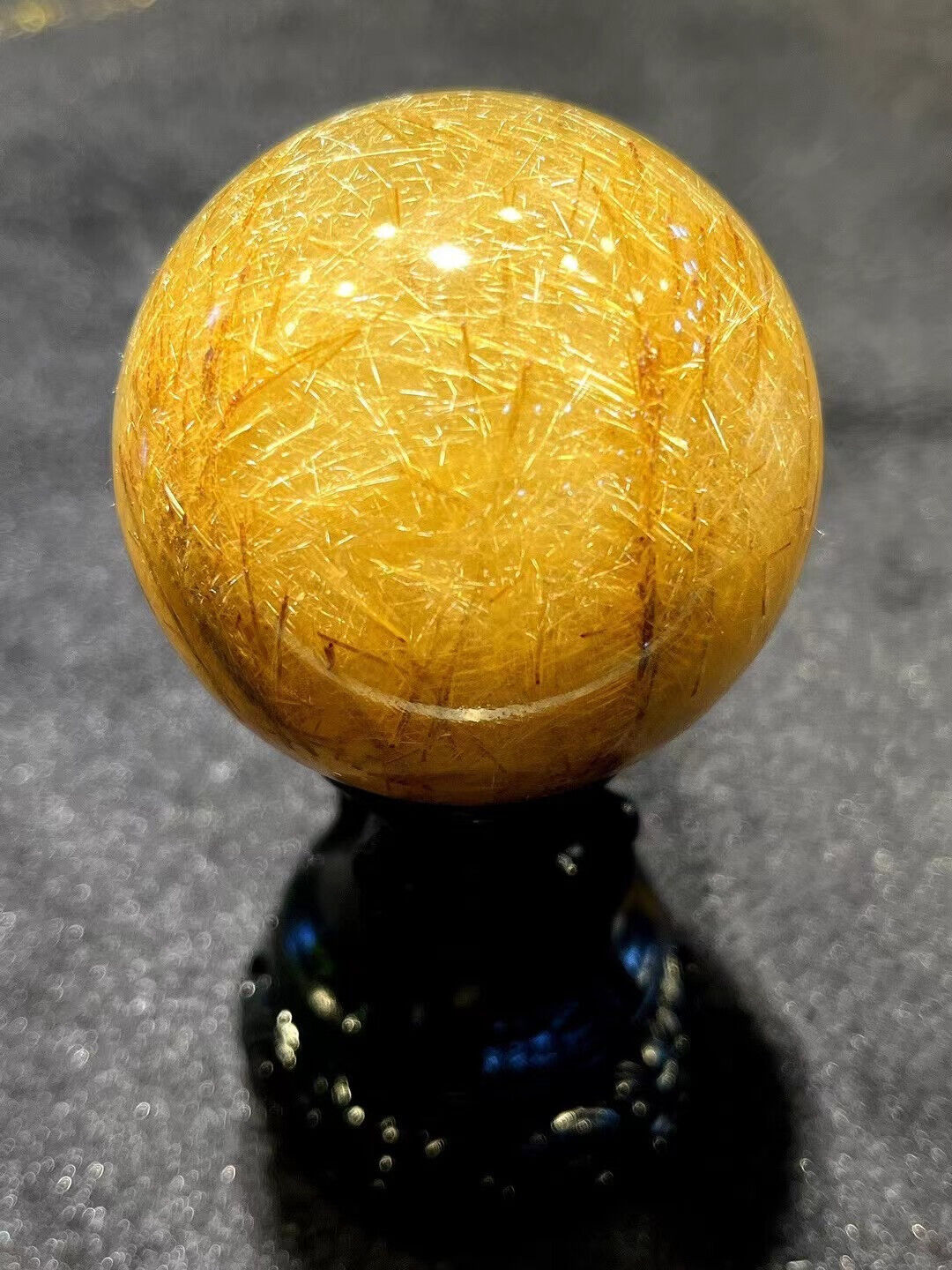218g Top Rare Natural Rutilated gold crystal Quartz Sphere healing energy ball