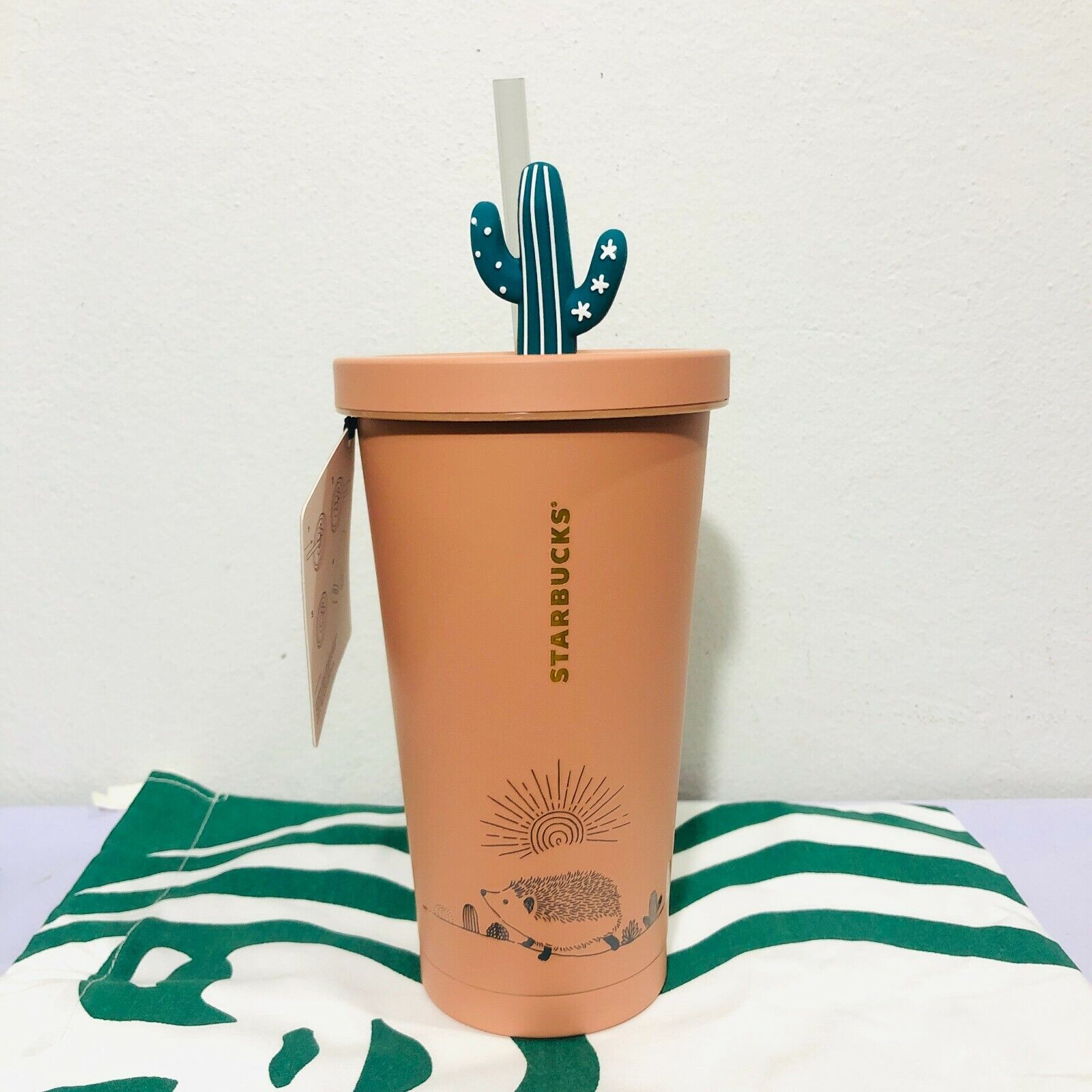 Starbucks Stainless Tumbler Cold Cup 18 oz.Hedgehog Adventure Cactus