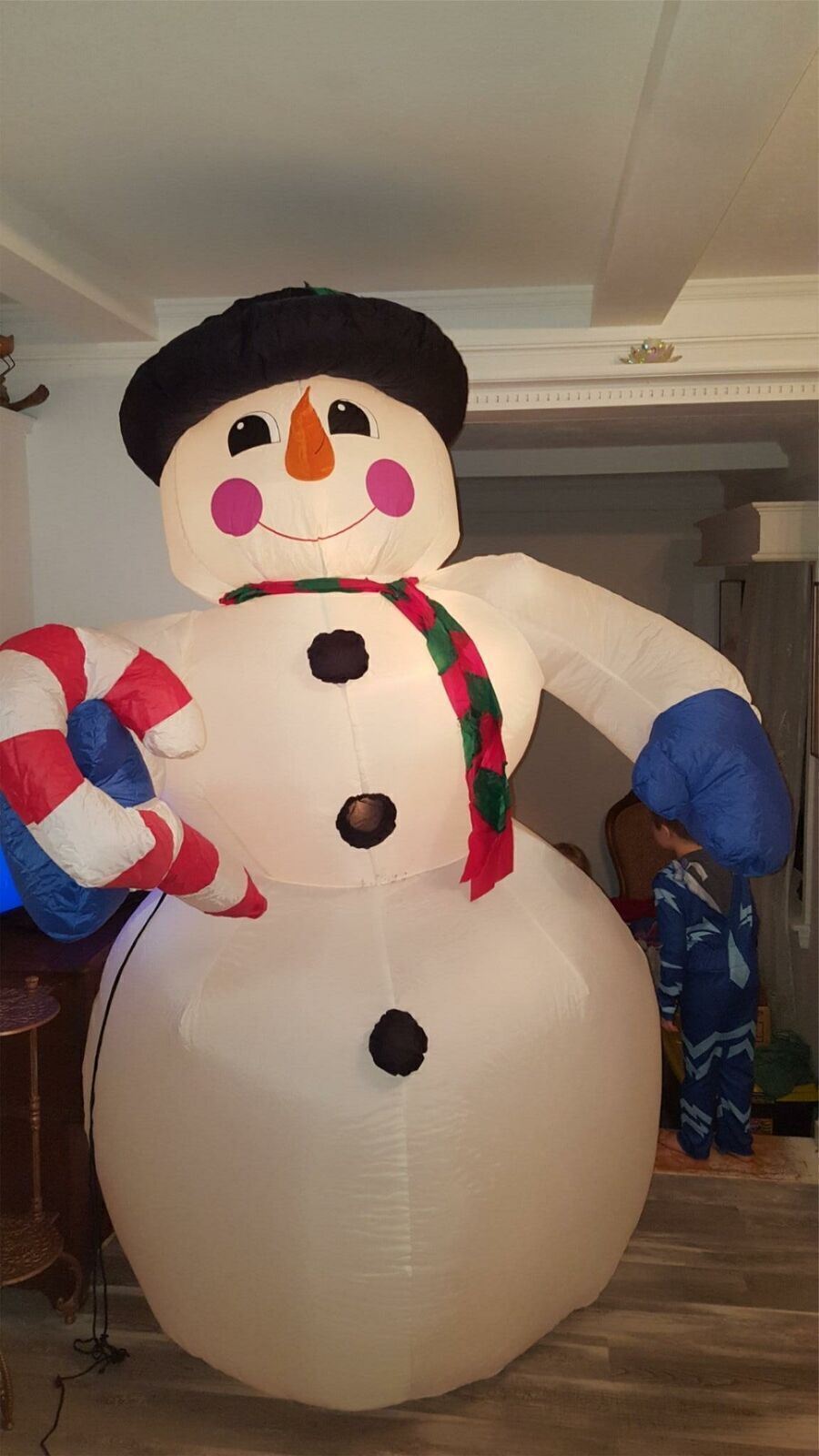 Vintage Gemmy Frosty The Snowman 8 Ft Black Hat Airblown Inflatable Christmas