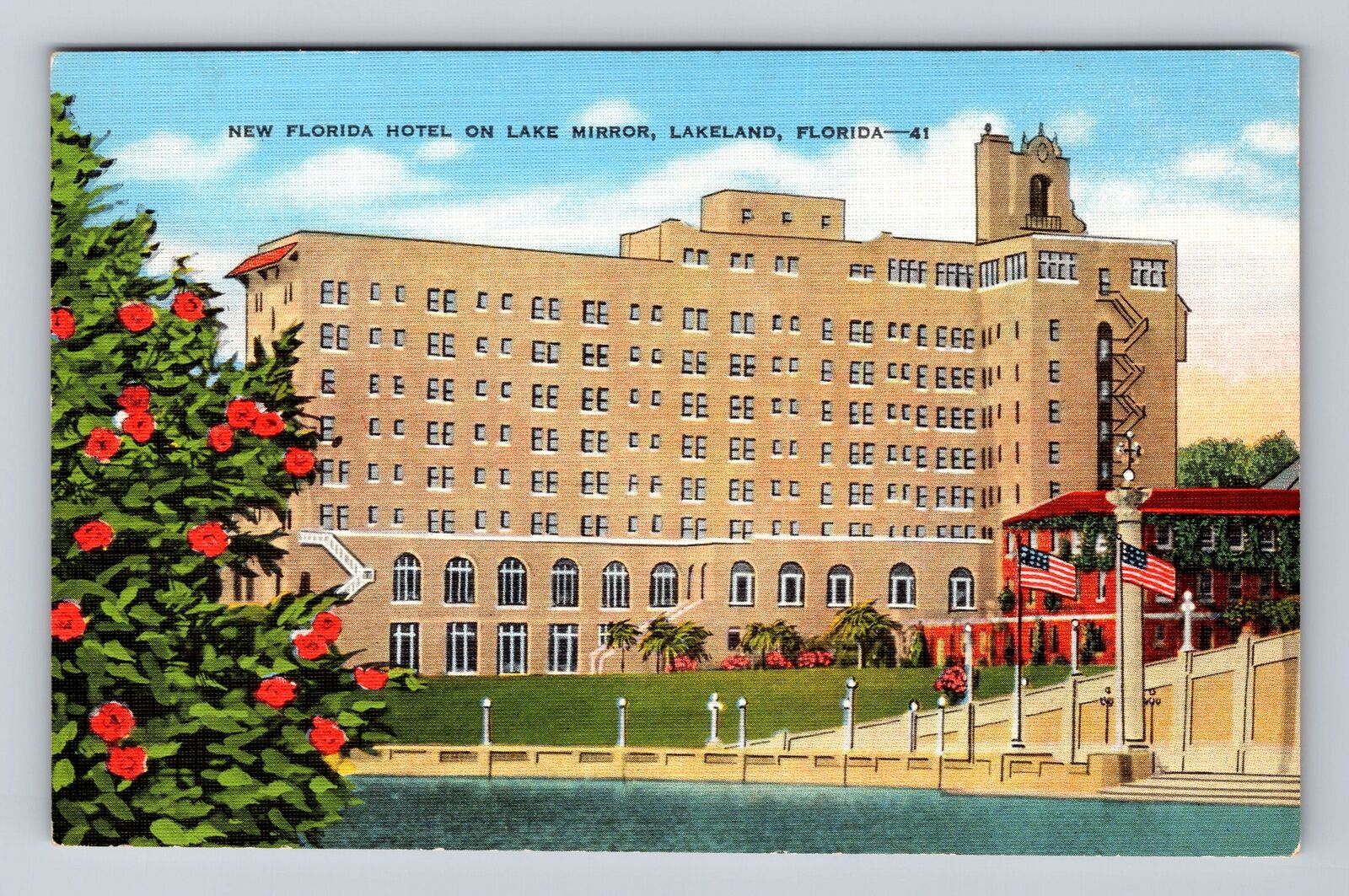 Lakeland FL-Florida, Florida Hotel, Advertising, Lake Mirror Vintage Postcard