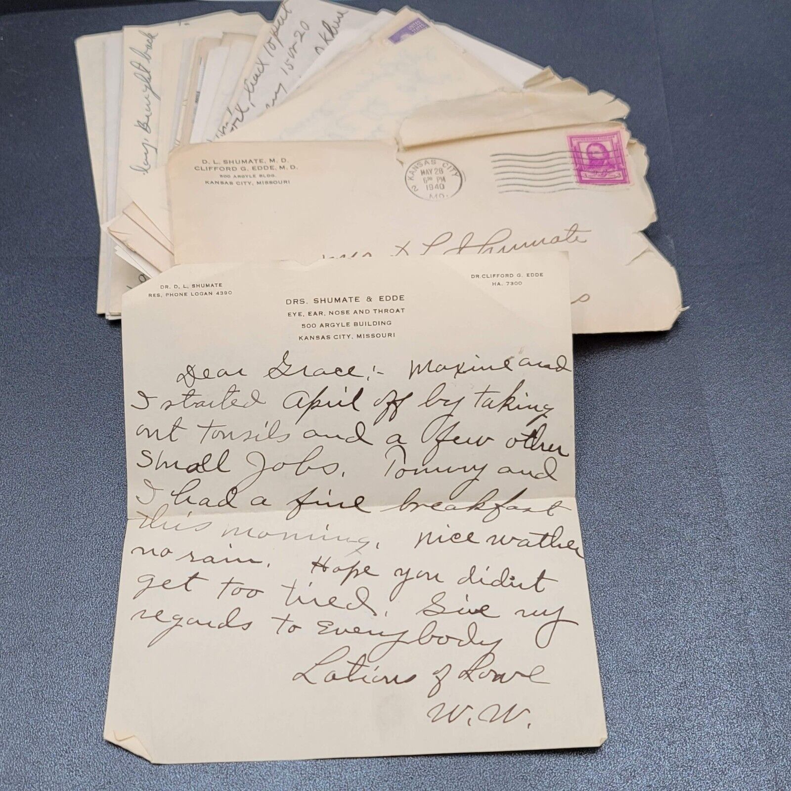 Vintage Handwritten Letters Lot From 1940s Ephemera ENT Doctor Medical