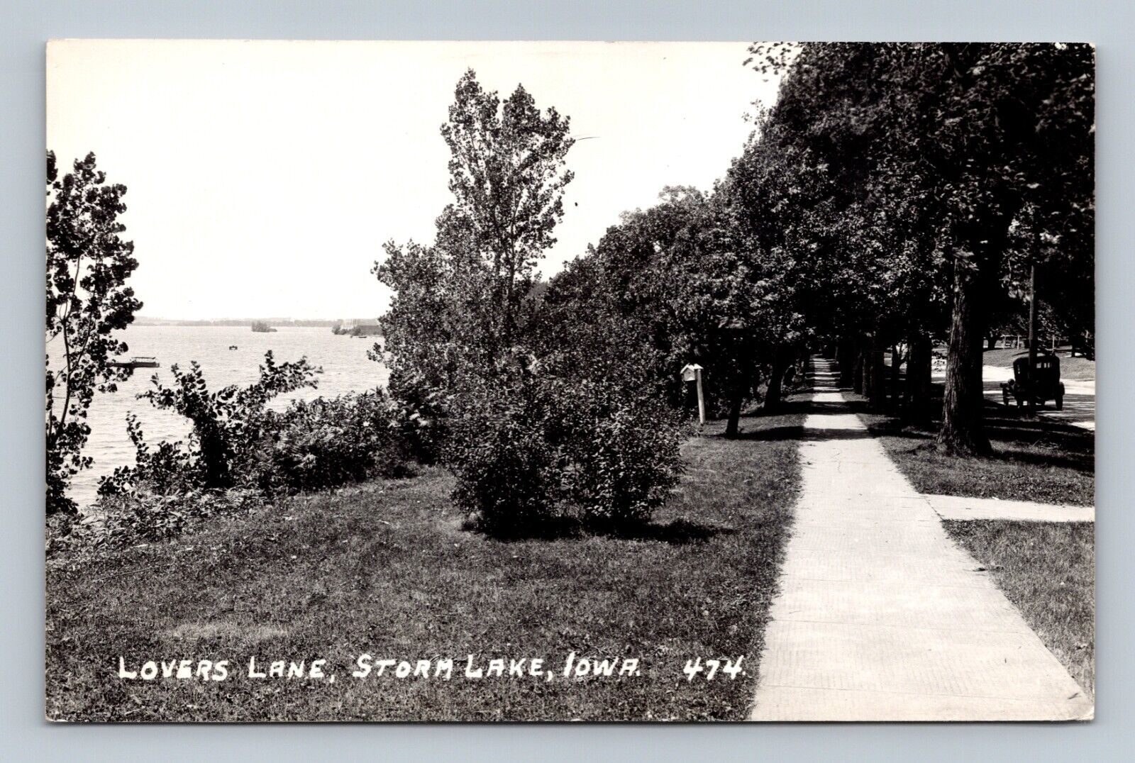 RPPC Lovers Lane Storm Lake IA Iowa  Real Photo Postcard