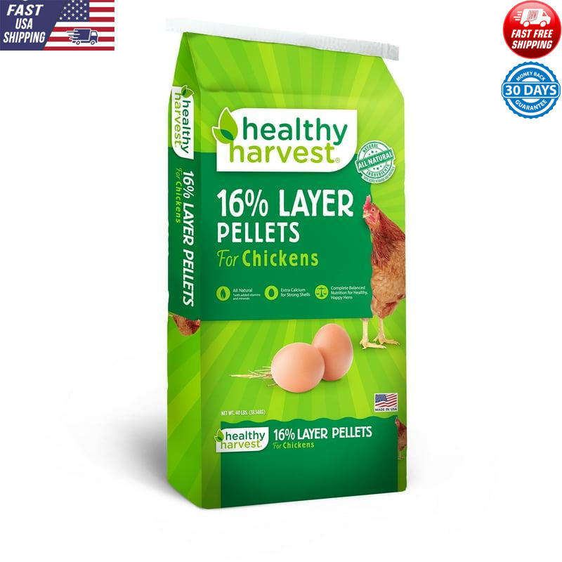 16% Layer Pellets Chicken Feed Complete Nutrition 40lb Bag US-Made Strong Eggs